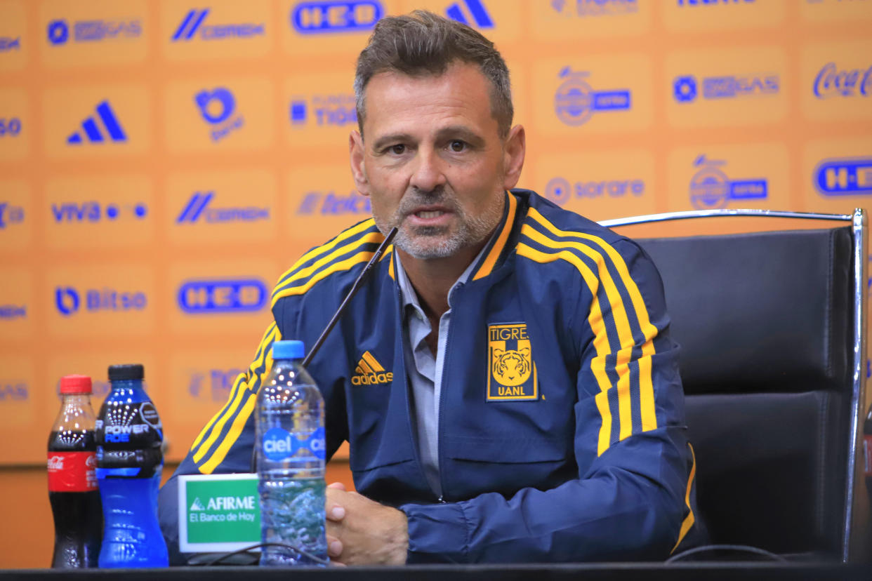 Diego Cocca durante su presentación como entrenador de Tigres, el pasado 16 de noviembre de 2022. (Alfredo López/Jam Media/Getty Images)