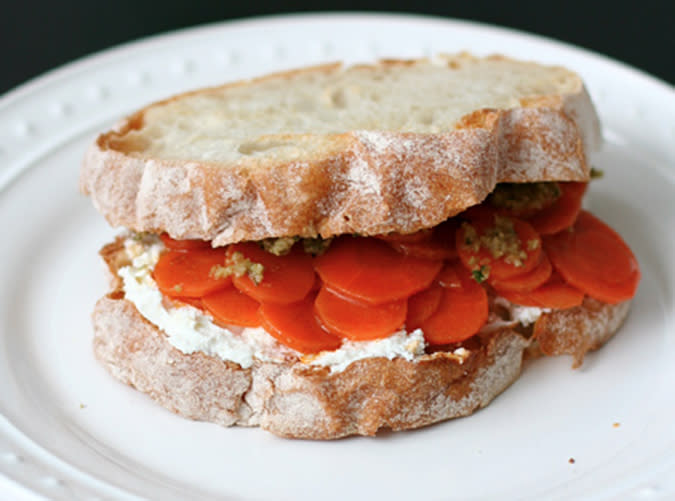 Carrot and Goat Cheese Sandwiches with Olive Tapenade