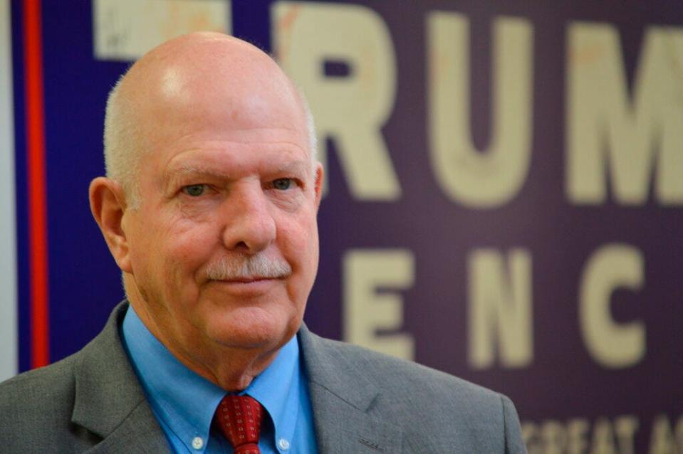 New Mexico Rep. Bill Rehm, R-Albuquerque, speaks to reporters on Wednesday, Nov. 20, 2019, after unveiling a proposal aimed at bail reform in New Mexico.