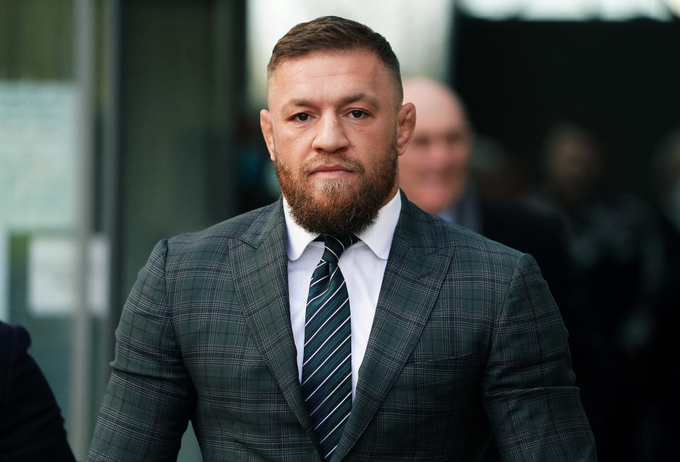 Conor McGregor leaving Blanchardstown Court, Dublin, where he is charged with dangerous driving in relation to an incident in west Dublin in March. Picture date: Thursday April 7, 2022. (Photo by Brian Lawless/PA Images via Getty Images)