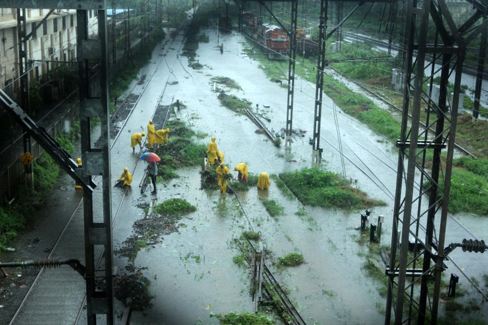 Severe water-logging on railway tracks due to heavy rains in Mumbai. (Photo by Arun Patil)