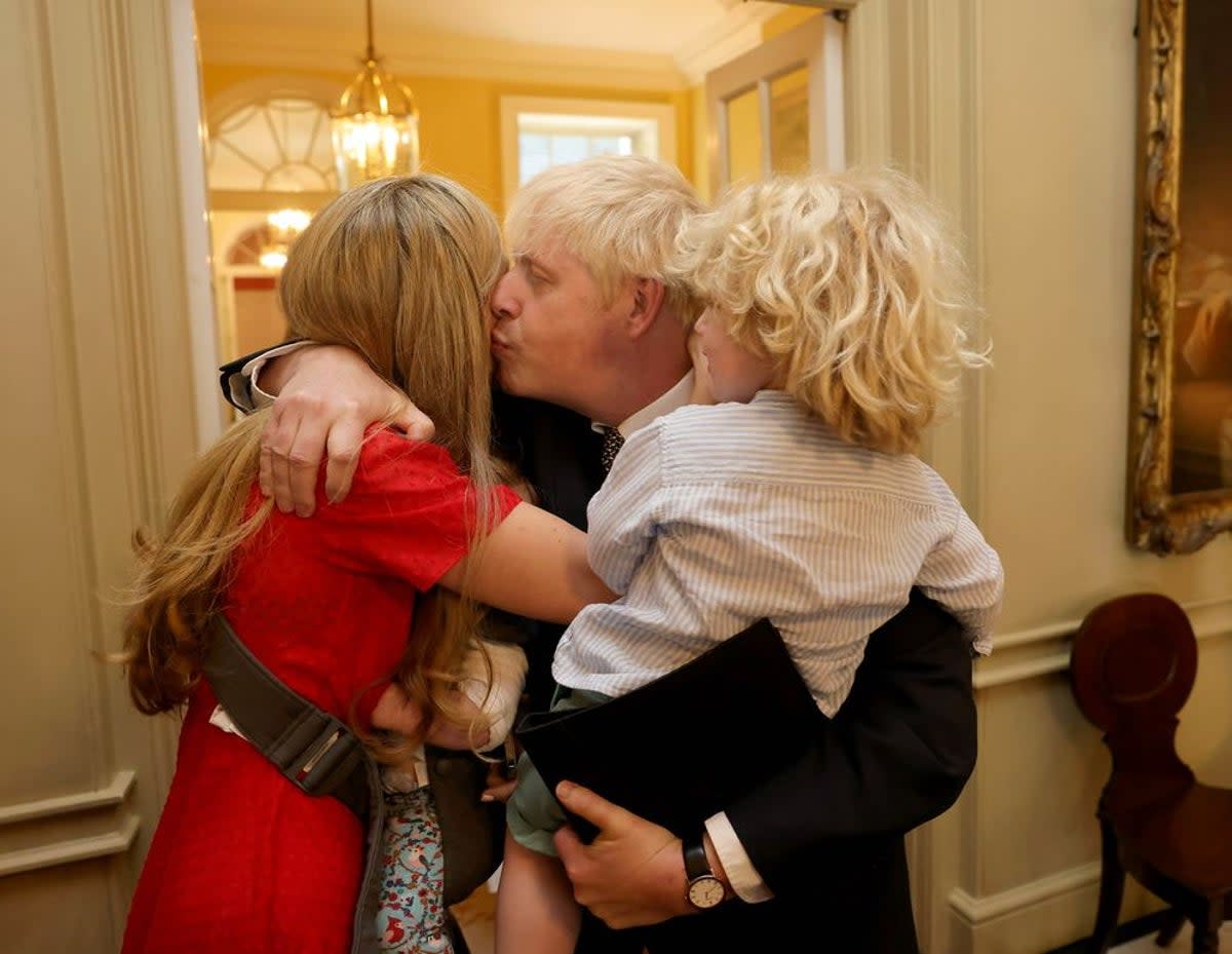 Inside No10, the dad took a moment to share an embrace with his wife Carrie as well as their young children Wilfred, two, and baby Romy  (No10 Flickr )