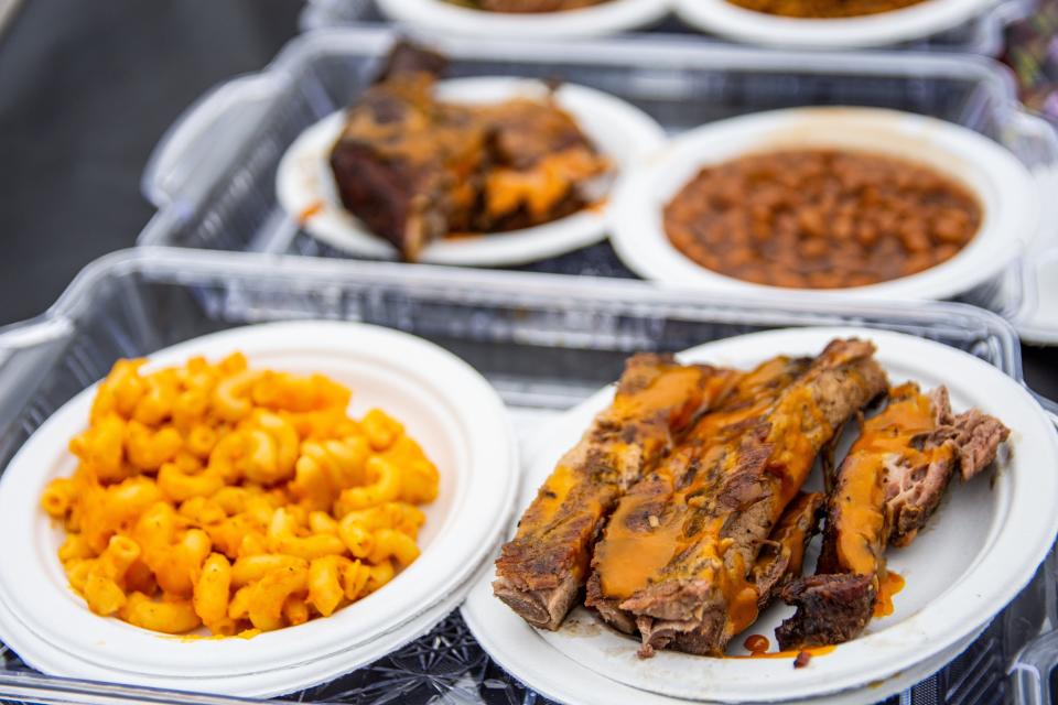 Favorite bites at Ceasar's Famous Ribs in Delray Beach include jerk-rubbed spare ribs and macaroni and cheese. The barbecue concept with roadside-stand roots opened as a free-standing restaurant in August 2020. The restaurant's husband-and-wife owners are Bill Ceasar and Pauline Ceasar.