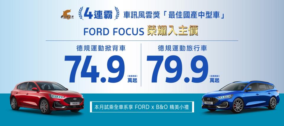 Ford Focus榮耀入主價（圖／Ford）