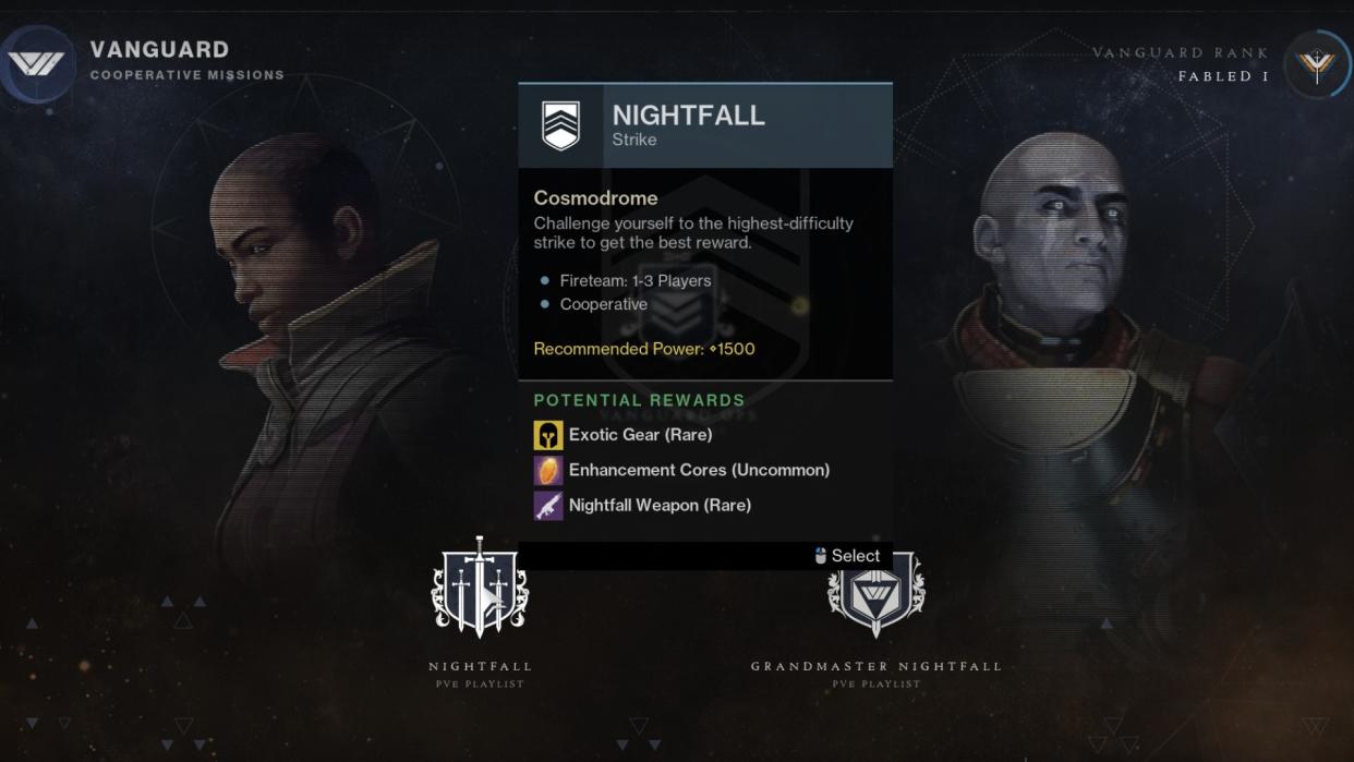 Destiny 2 Nightfall destination