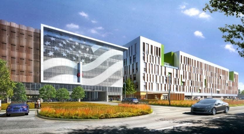 A rendering of a VA hospital proposed to be built in Louisville on Brownsboro Road.