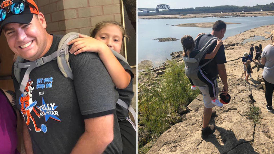 A teacher offered to carry Ryan around all day on his back, so she wouldn't miss out on the excursion. Source: Team Ryan - Facebook.