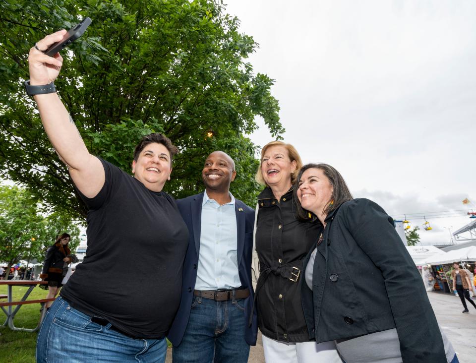 Tammy Baldwin, in tour of Milwaukee's PrideFest, urges vigilance on