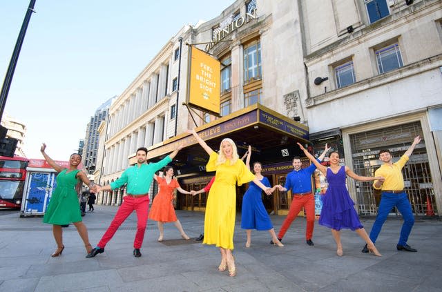 Denise van Outen and troupe mark UK opening of theatres on May 17th