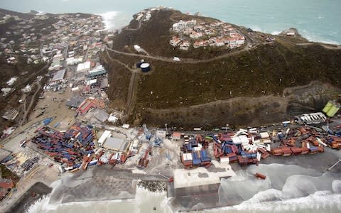 an aerial view over the damage of Hurricane Irma in Philipsburg, Sint Maarten - Credit: Gerben van Es/DUTCH DEPARTMENT OF DEFENSE/ANP