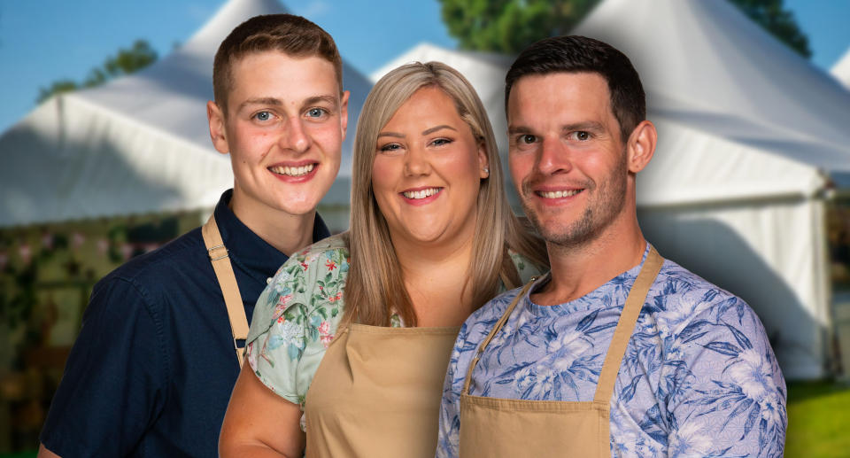 Peter, Laura and Dave have made it to the 'Bake Off' final. (Mark Bourdillon/Channel 4)