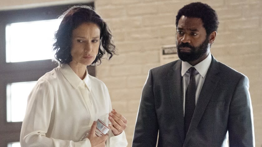 For Live -- ABC TV Series, FOR LIFE - "354" – After an urgent call from Bellmore concerning the growing COVID-19 pandemic, Aaron enlists Safiya's help and heads back to the prison to investigate. Meanwhile Marie faces a choice: Expose her family to the virus or go all-in at the hospital on ABC's "For Life," WEDNESDAY, JAN. 27 (10:00-11:00 p.m. EST), on ABC. (ABC/Giovanni Rufino) INDIRA VARMA, NICHOLAS PINNOCK Indira Varma and Nicholas Pinnock in "For Life" on ABC.