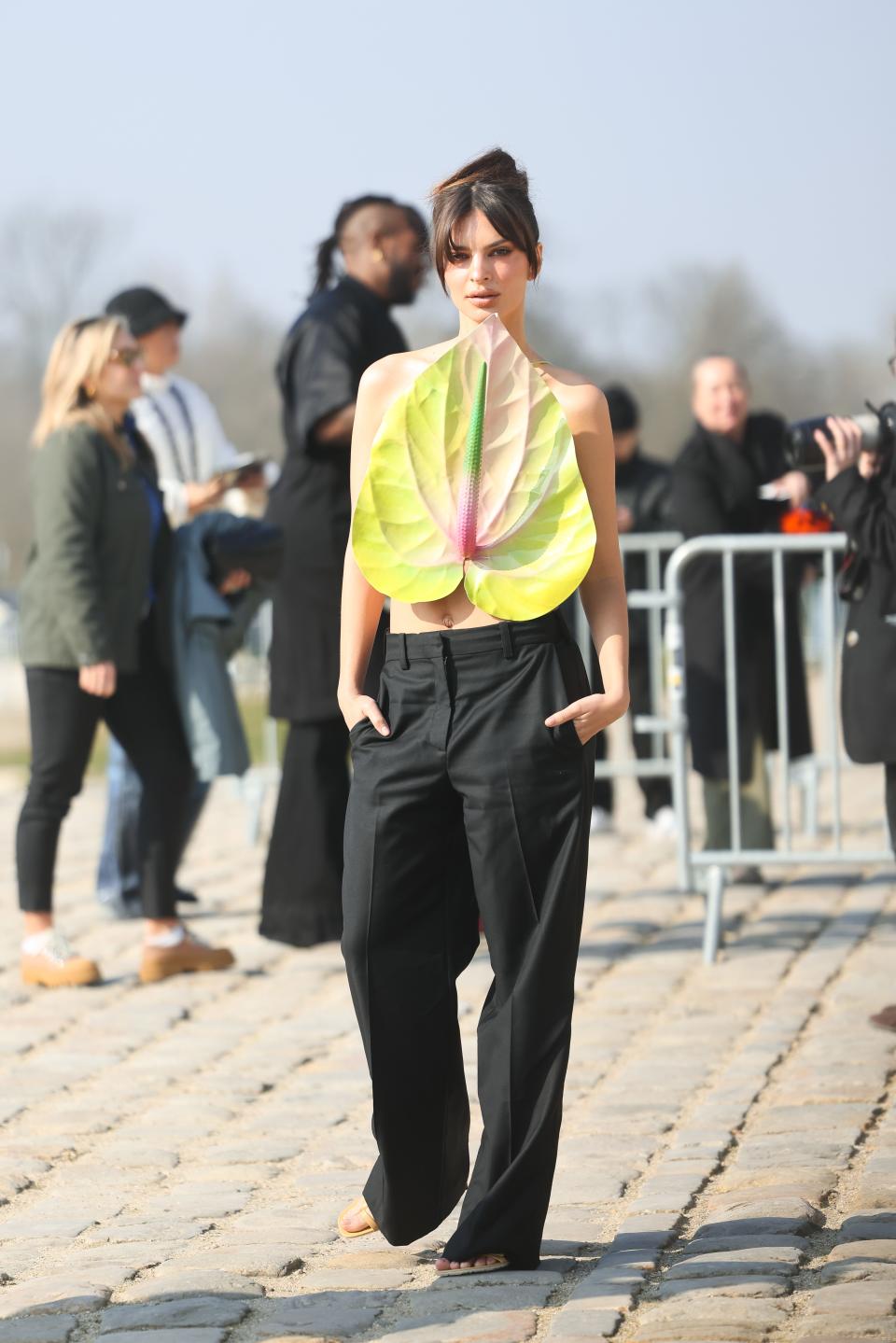 Emily Ratajkowski at Paris Fashion Week on March 3, 2023.