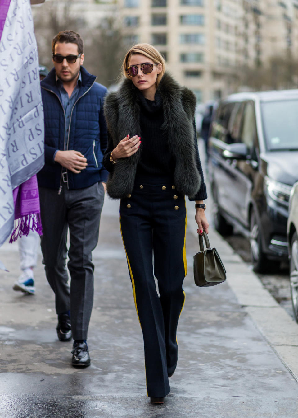 Olivia Palermo is spotted in Paris outside the Elie Saab show during Haute Couture Fashion Week. 