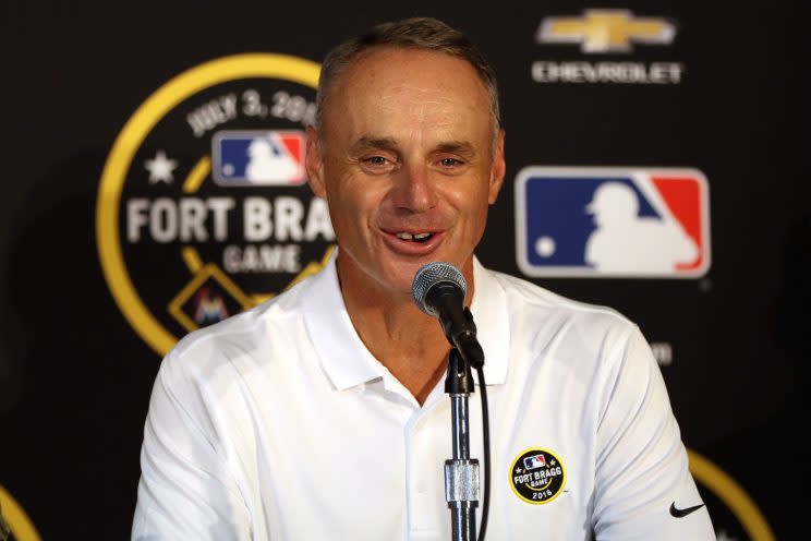 Rob Manfred is looking to keep labor peace in MLB. (Getty Images)