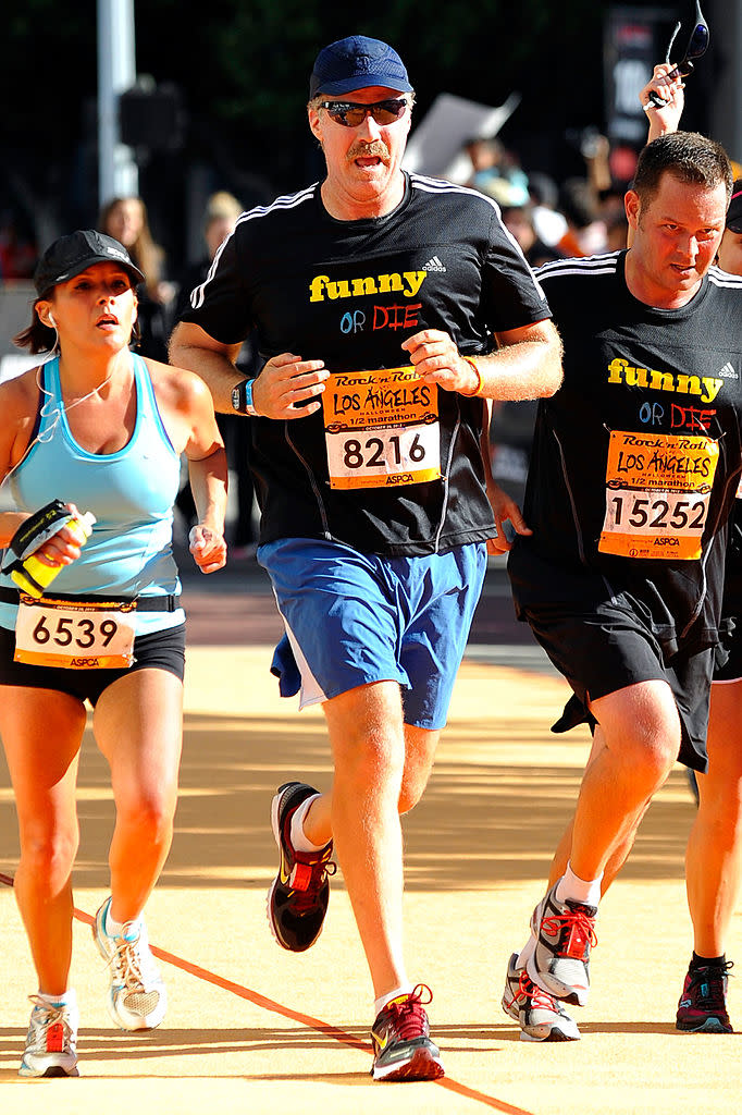 Will Ferrell pounded it out in the 2012 Rock 'n' Roll Los Angeles Halloween Half Marathon to benefit the ASPCA. (Photo: Jerod Harris/WireImage)