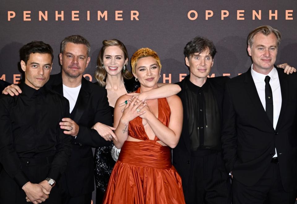 Rami Malek, Matt Damon, Emily Blunt, Florence Pugh, Cillian Murphy, Christopher Nolan, Oppenheimer London premiere