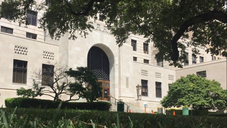 An investigation is underway after an incendiary device was found at the Caddo Parish Courthouse early Wednesday, Aug. 26, 2020. The device was found at the entry door on the Milam Street side.