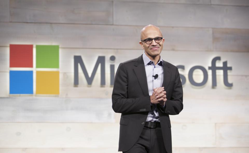 BELLEVUE, WA - DECEMBER 3: Microsoft CEO Satya Nadella addresses shareholders during Microsoft Shareholders Meeting December 3, 2014 in Bellevue, Washington. The meeting was the first for Nadella as CEO. (Photo by Stephen Brashear/Getty Images)