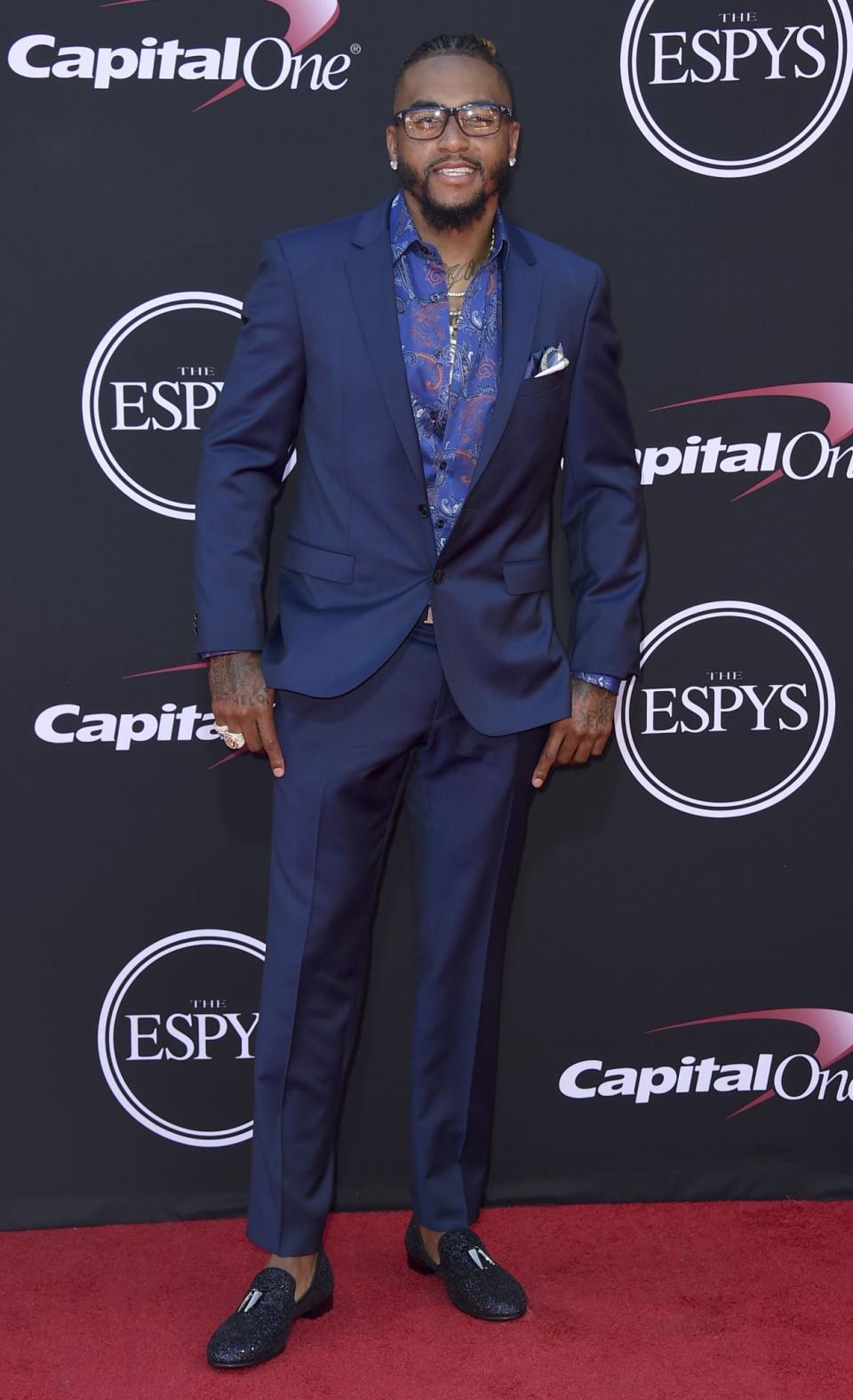 DeSean Jackson of the Tampa Bay Buccaneers wearing a floral shirt