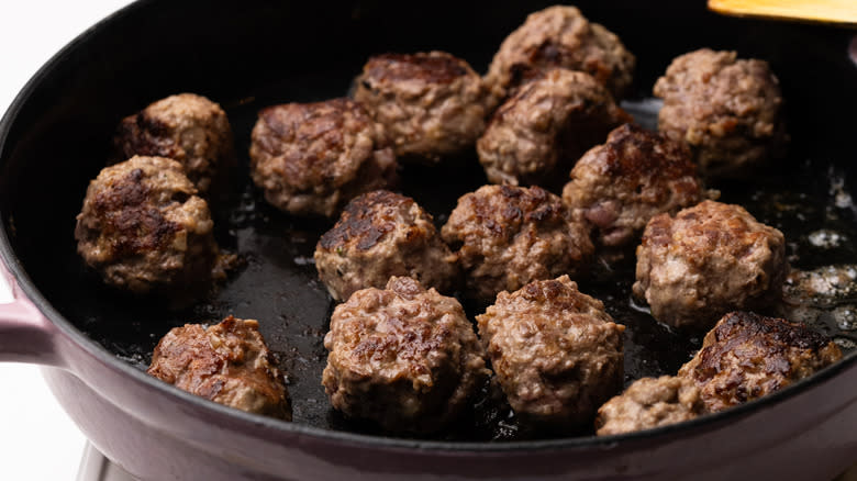 Pan frying venison meatballs