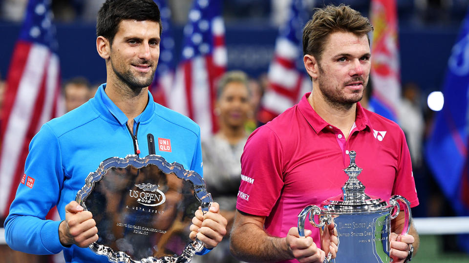 Stan Wawrinka and Novak Djokovic don’t appear to be on the same page. (Photo by Mike Hewitt/Getty Images)