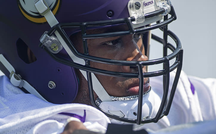 Minnesota Vikings defensive end Danielle Hunter participates in OTA drills at Winter Park.