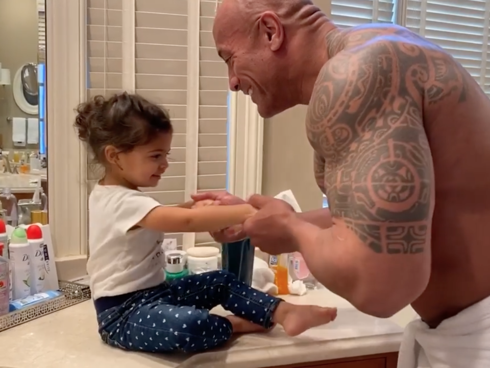 Dwayne Johnson and his youngest daughter Tia: Instagram/@therock