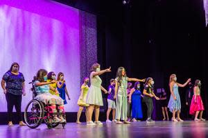 Contestants dancing to the opening number at the Miss Arc Broward Pageant. The girls had the audience dancing in their seats!