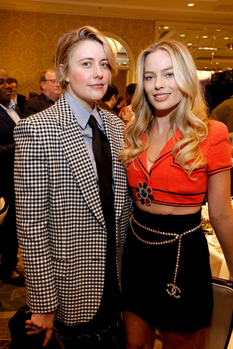 Greta Gerwig and Margot Robbie attend the AFI Awards Luncheon on January 12, 2024 (Getty Images)
