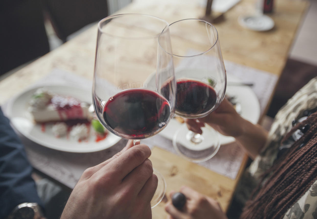 Drinking red wine after Dry January. (Getty Images)