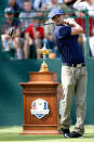 MEDINAH, IL - SEPTEMBER 25: Hollywood star Justin Timberlake watches a tee shot during the 2012 Ryder Cup Captains & Celebrity Scramble at Medinah Country Golf Club on September 25, 2012 in Medinah, Illinois. (Photo by Jamie Squire/Getty Images)