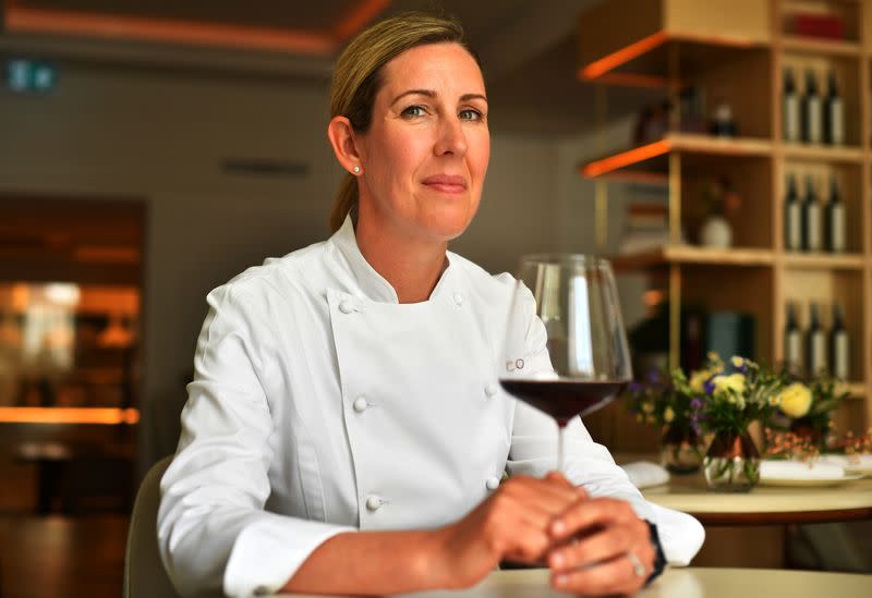 Britain's newest winner of three Michelin stars, Clare Smyth sits at her Core restaurant in London