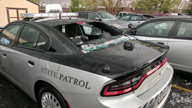 Denver hail police car
