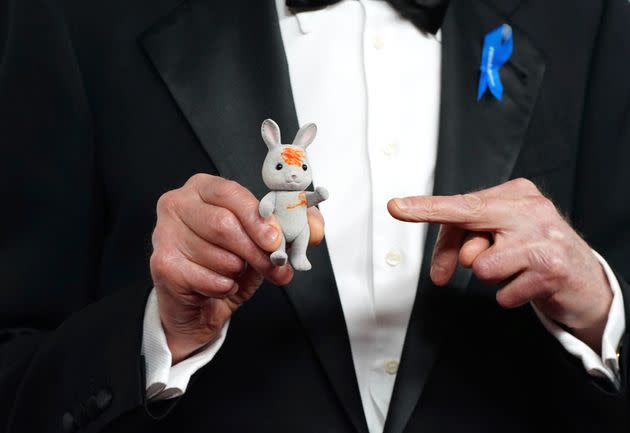 Bill Nighy was in charge of minding his granddaughter's toy rabbit on the night of the Oscars. He said the 