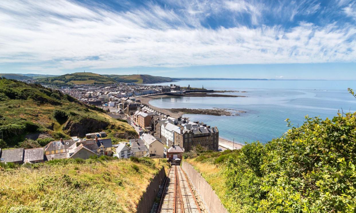 <span>The Aberystwyth Cliff Railway takes visitors to the top of Constitution Hill – useful for coastal path walkers.</span><span>Photograph: Stephen McCorkell/Alamy</span>