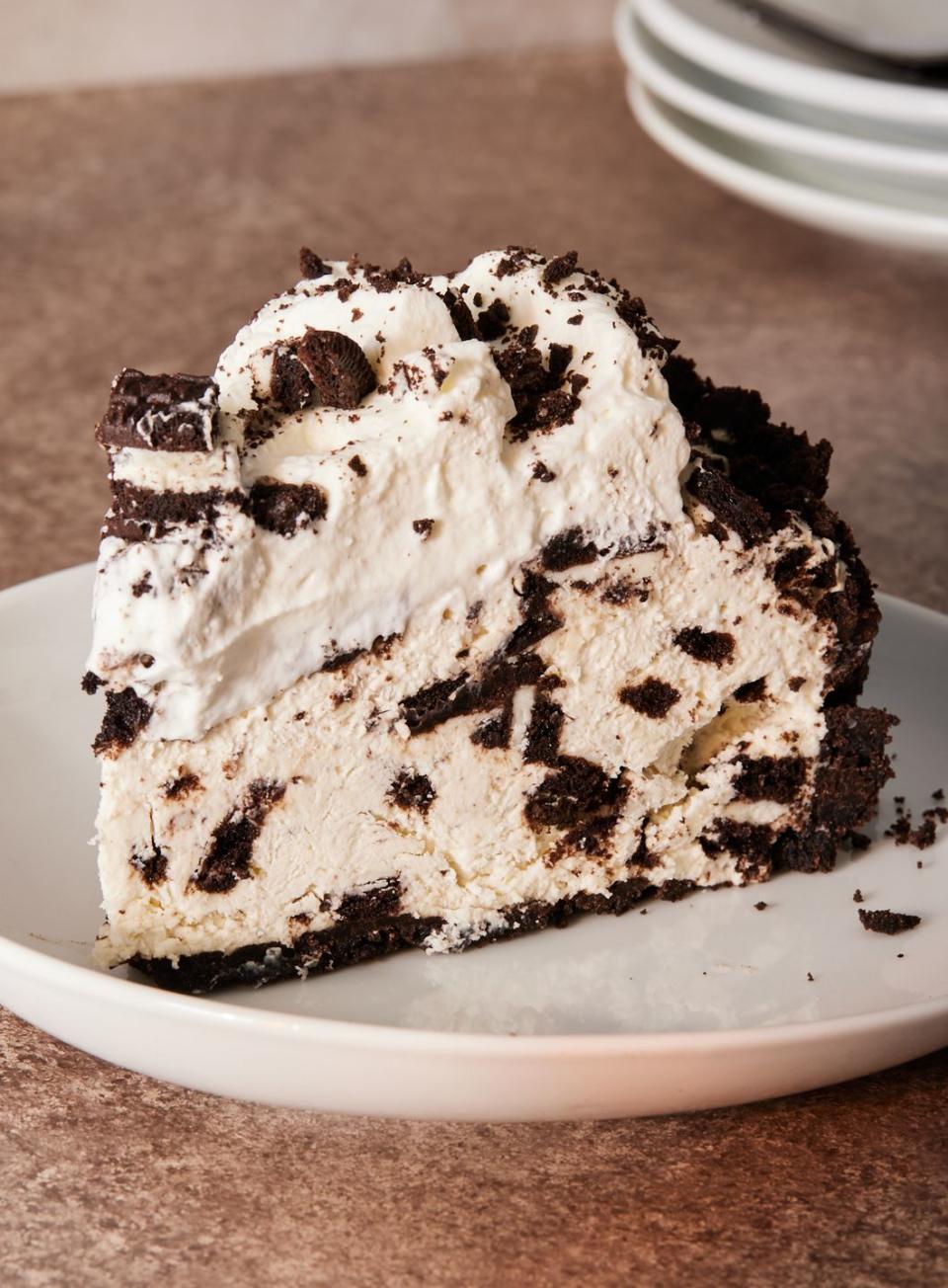 <p>Oreo pie gets its name from the fact that it’s made with an Oreo cookie crust, Oreo and cream filling, and topped with—you guessed it—crushed Oreos. This is a dessert for <a href="https://www.delish.com/cooking/recipe-ideas/a39504835/cookies-and-cream-ice-cream-recipe/" rel="nofollow noopener" target="_blank" data-ylk="slk:cookies-and-cream;elm:context_link;itc:0;sec:content-canvas" class="link ">cookies-and-cream</a> lovers ONLY. </p><p>Get the <strong><a href="https://www.delish.com/cooking/recipe-ideas/a41056698/oreo-pie-recipe/" rel="nofollow noopener" target="_blank" data-ylk="slk:Oreo Pie recipe;elm:context_link;itc:0;sec:content-canvas" class="link ">Oreo Pie recipe</a></strong>.</p>