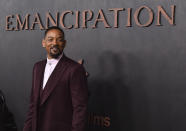Will Smith arrives at the premiere of "Emancipation" on Wednesday, Nov. 30, 2022, at the Regency Village Theatre in Los Angeles. (Photo by Jordan Strauss/Invision/AP)