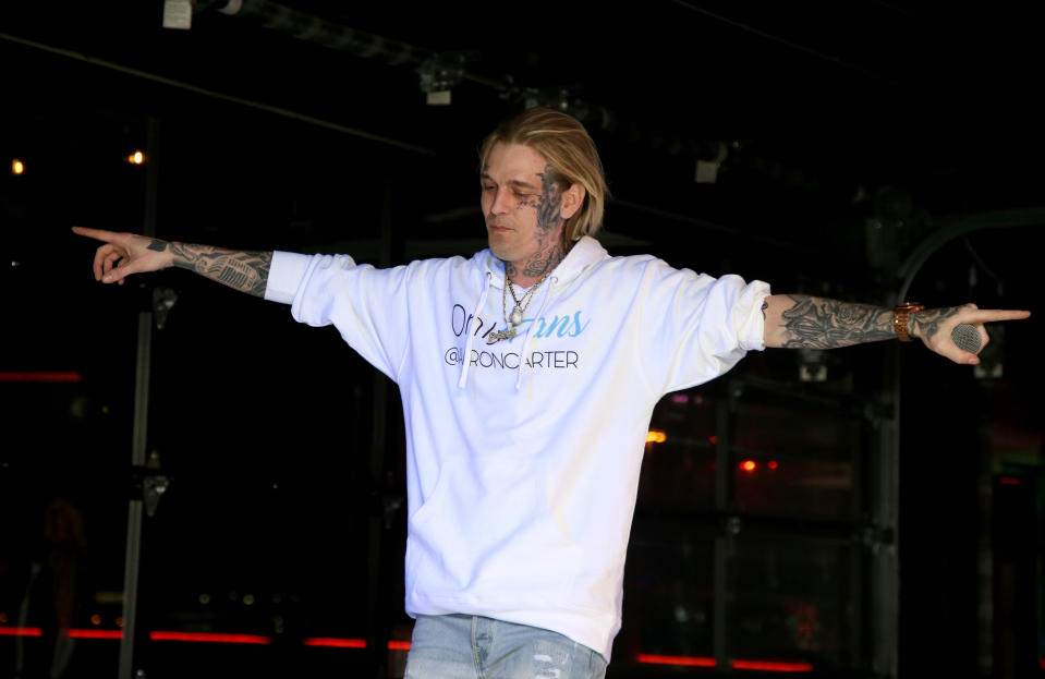 Aaron Carter performing at a show