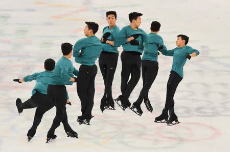 Feb 13, 2018; Gangneung, South Korea; (EDITORS NOTE: multiple exposure) Nathan Chen (USA) during figure skating training for the Pyeongchang 2018 Olympic Winter Games at Gangneung Curling Centre. Mandatory Credit: Robert Deutsch-USA TODAY Sports