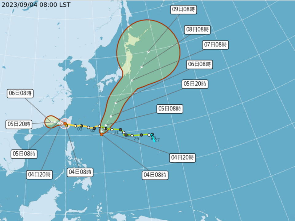 「鴛鴦」颱風最快明天白天生成，預估將朝日本東南方海域前進，不會威脅到台灣。（圖：氣象局網站）