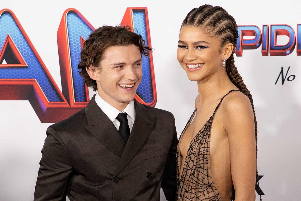 <p>Emma McIntyre/Getty Images</p> Tom Holland and Zendaya on Dec. 13, 2021