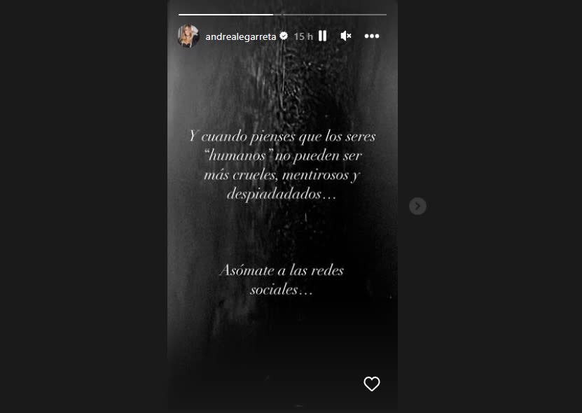 Andrea Legarreta compartió mensaje en Instagram/@andrealegarreta