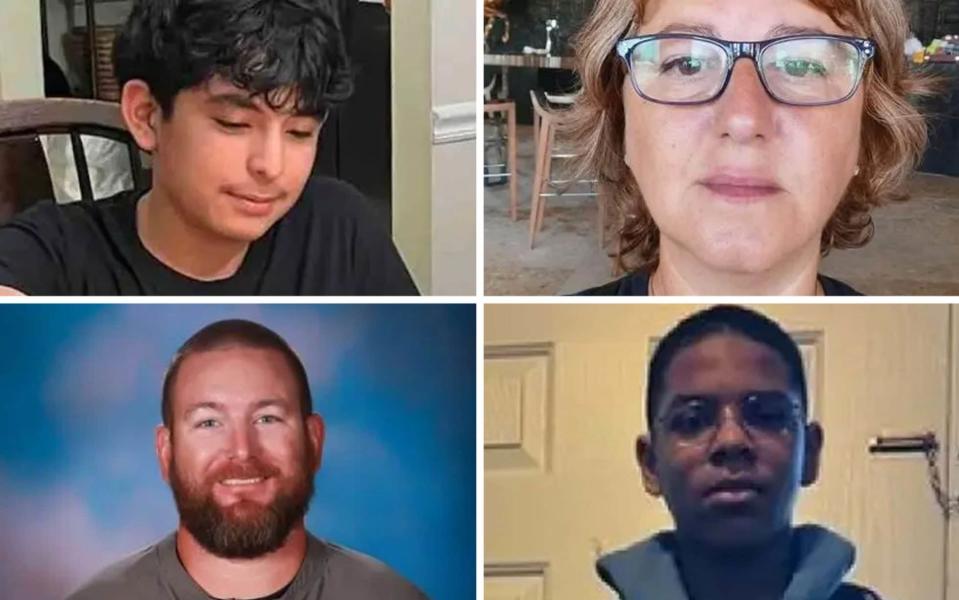 (clockwise) Christian Angulo, 14, Christina Iirmie, 53, Mason Schermerhorn, 14, and Richard Aspinwall, 39, died in the shooting