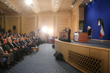 Iranian president Hassan Rouhani attends a news conference in Tehran, Iran, May 22, 2017. TIMA via REUTERS