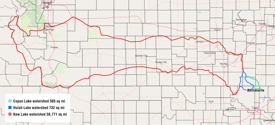 Comparisons of the current Bartlesville water supply watersheds to Kaw Lake.