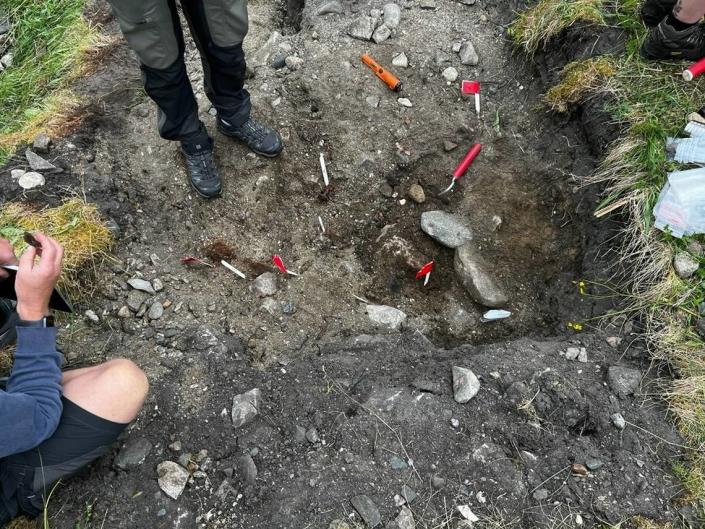 De opgravingsplaats waar de spijkers werden gevonden.