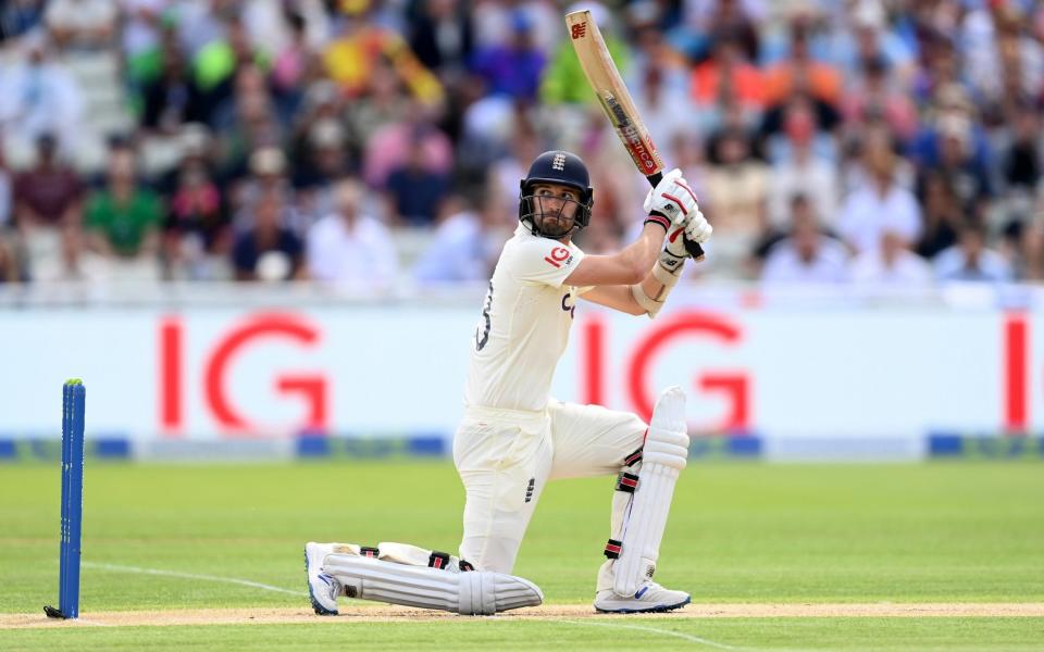 Mark Wood hits a boundary on day two - GETTY IMAGES