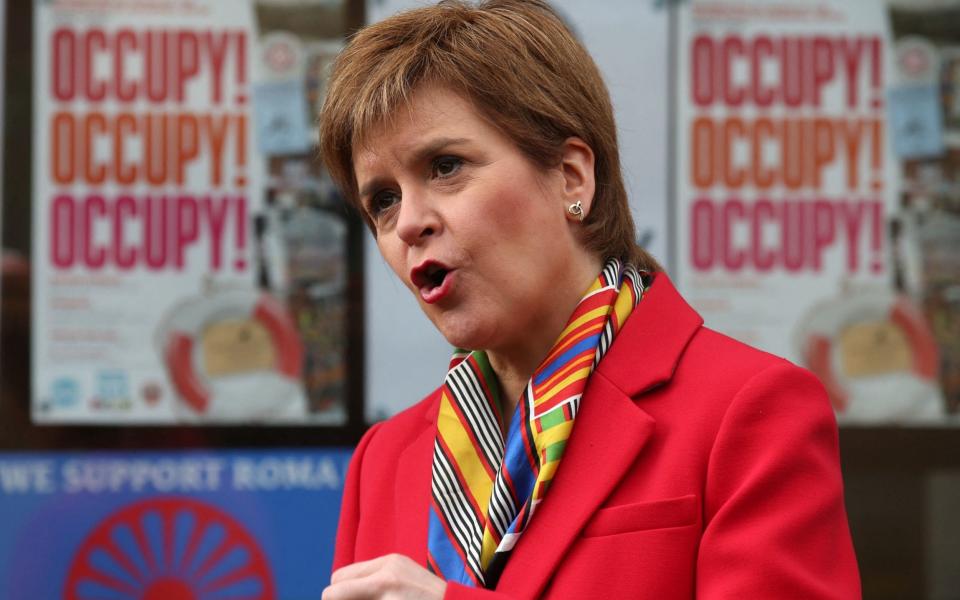 Scotland's First Minister and leader of the Scottish National Party (SNP), Nicola Sturgeon speaks to members of the media  - Andrew Milligan/AFP