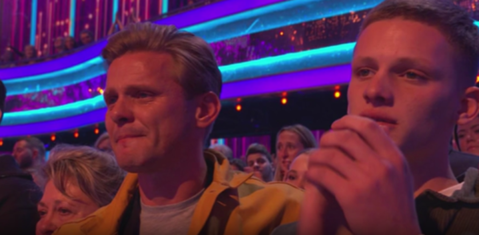 Bobby's dad Jeff Brazier was seen in tears in the audience alongside Freddie (BBC)